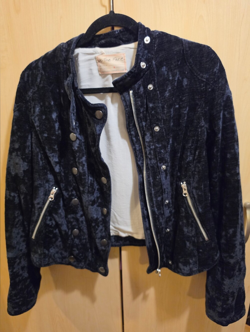 We The Free Crushed Velvet Black Bomber Jacket